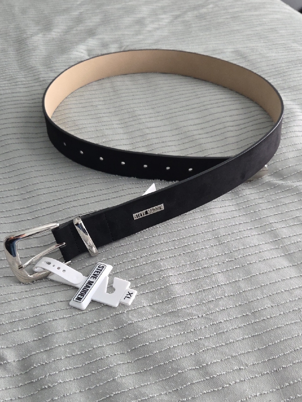 Steve Madden Black Suede  Belt with Silver Buckle